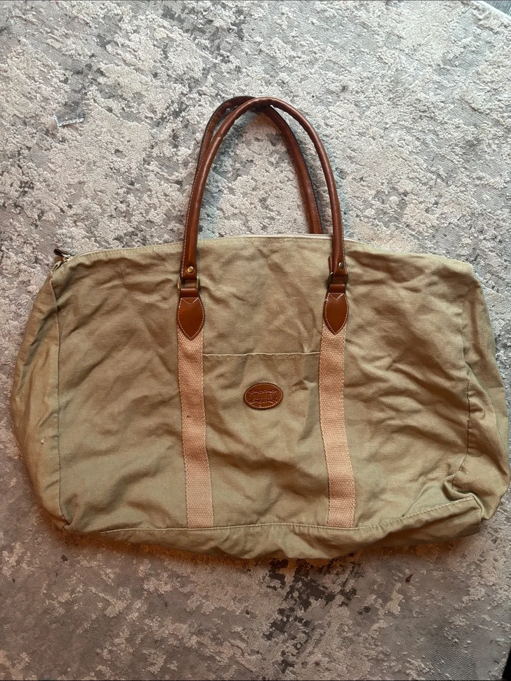 Gitano Olive Canvas Duffel with Brown Leather Trim